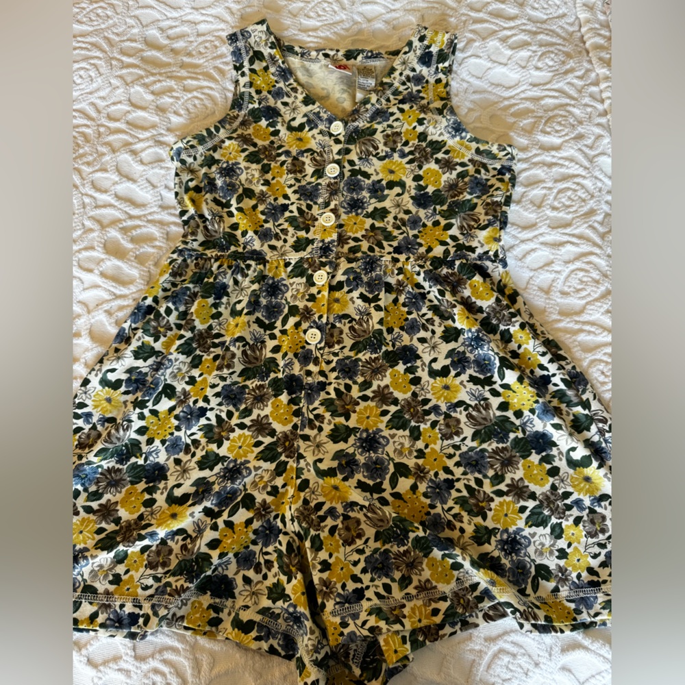 Y2K Floral Romper Button Front Cottagecore No Boundaries Size M